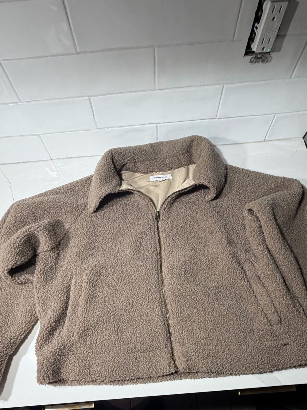 O'Neill Taupe Sherpa Zip Jacket